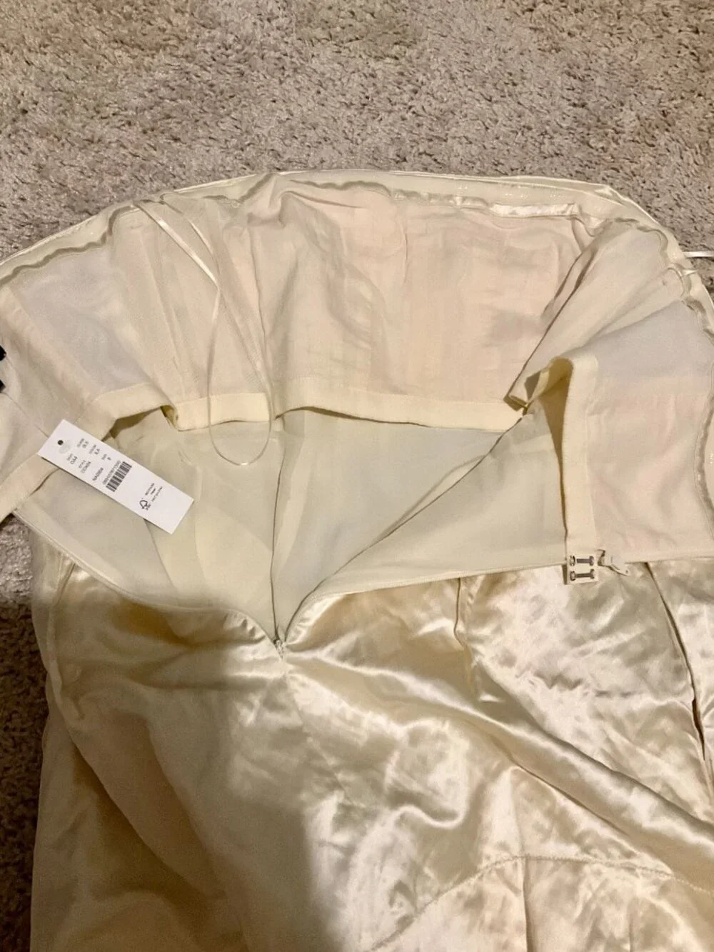 j.crew collection strapless mini dress in memory satin. size: 4. Color: ivory